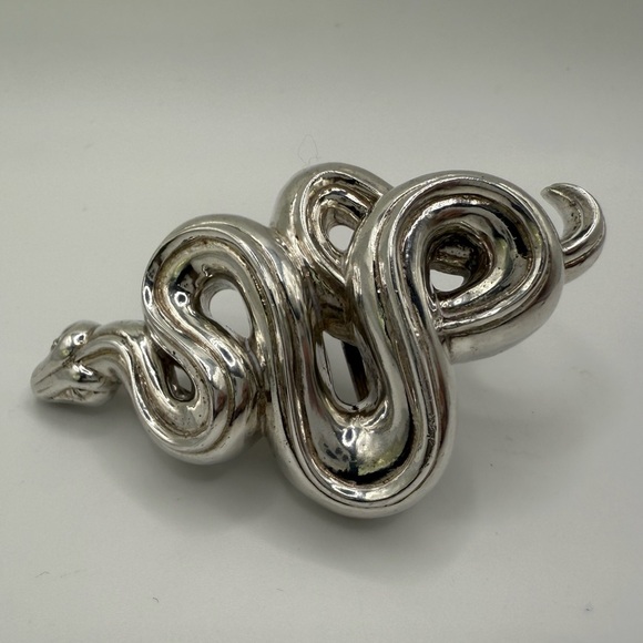 BARRY KIESELSTEIN-CORD STERLING SILVER SNAKE BELT BUCKLE 106 GRAMS 1993 main image 10